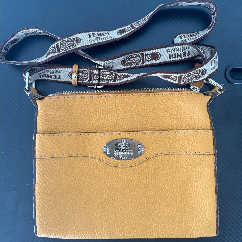 Fendi Mustard Leather Shoulder Bag